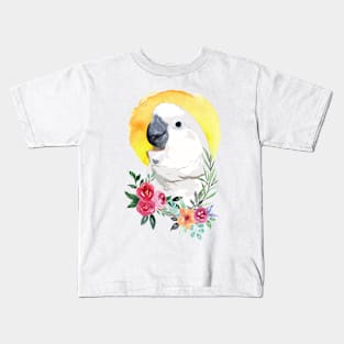 cockatoo and flower watercolor Kids T-Shirt